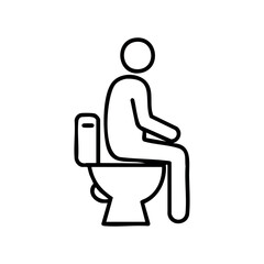 Line art of person sitting on toilet in minimalist style – stock vector icon in line style