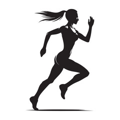 Dynamic running human silhouette in motion athletic figure
