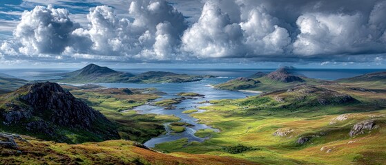 Panoramic view of Scottish highlands