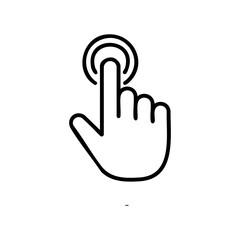Obraz premium Hand icon of finger tapping screen – stock vector icon in line style