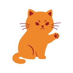 Fototapeta premium Orange Tabby Kitten Sitting Angry Expression Cartoon Illustration Vector Graphic