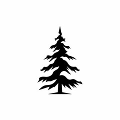 Obraz premium Silhouette of a Detailed Evergreen Tree Against a Transparent Background