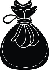 Santa gift bag silhouette vector illustration