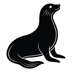 Black seal silhouette looking up white animal