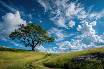 Obraz premium Peaceful hilltop landscape