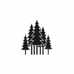 Obraz premium Silhouetted Evergreen Trees Depicting a Forest in Black and White
