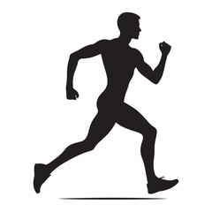Dynamic running human silhouette in motion