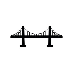 Obraz premium Silhouette of suspension bridge with tower cables – stock vector icon in line style