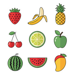  Simple Fruit Icons Set