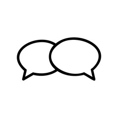 Simple outline of two overlapping speech bubbles – stock vector icon in line style