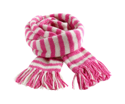 Cozy pink striped scarf fashion accessory soft texture isolated on transparent background, png - Powered by Adobe
