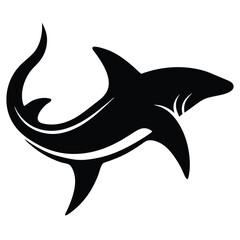 Stylized black shark silhouette swimming vector