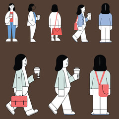 Adult people customers group in casual clothes standing in line queue | Premium Vector design