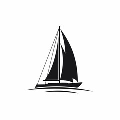 Simple Silhouette of a Sailing Yacht on Water
