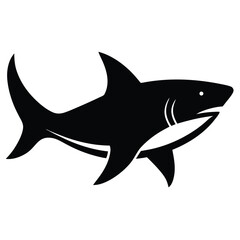 Stylized Black Shark Silhouette white ocean