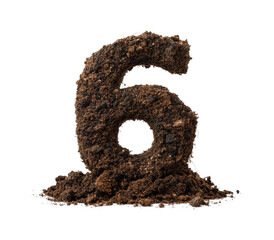 Soil number six sculpture creative concept artistic view isolated on transparent background, png