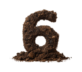 Soil number six sculpture creative concept artistic view isolated on transparent background, png