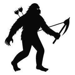 Bigfoot holding bow and arrows sasquatch silhouette