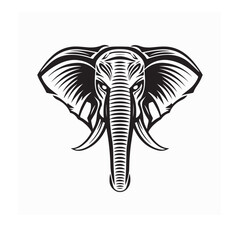 Elephant head logo mascot vector isolated on white background.