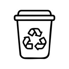 Recycling bin with symbol for sustainable waste management &ndash; stock vector icon in line style