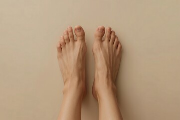 Bare feet, neutral background, pedicure, skincare, wellness