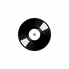 Stylized Black Vinyl Record with Grooves and Central Hole