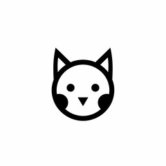 Stylized Cat Face Icon with Triangular Nose and Circular Cheeks in Black and White