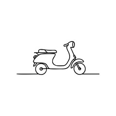 Minimalist line drawing of classic scooter outline design &ndash; stock vector icon in line style