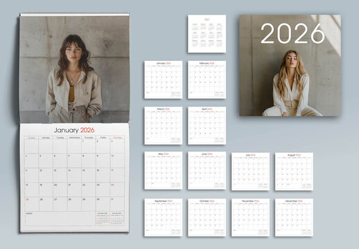 Minimalist Wall Calendar Layout for 2026