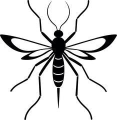 Obraz premium Detailed Stylized Silhouette of a Mosquito Insect with Prominent Wings and Legs for Vector Design