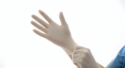 Medical Professional Putting on Sterile Gloves Healthcare Safety