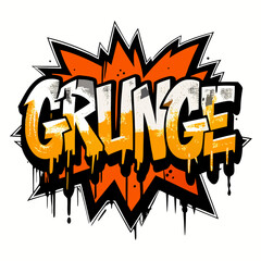 Graffiti style grunge text with dripping paint and explosion shape