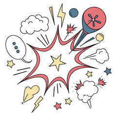 Retro comic book explosion with stars and speech bubble