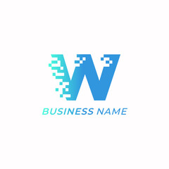 design logo creative letter W and tech