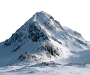 Snow-covered mountain summit arctic region nature scene winter landscape isolated on transparent background, png