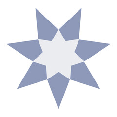 A stylized, seven-pointed star/rosette emblem with a soft lavender-blue outer layer of rhombus shapes and a lighter, almost white central star. The design is clean and gentle