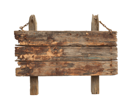 Rustic wooden signboard natural environment isolated on transparent background, png