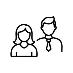 Simple line icons of business professionals: female and male duo – stock vector icon in line style