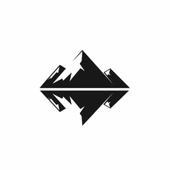 Symmetrical Mountain Silhouette with Reflective Design