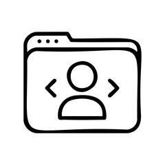 Minimalist icon of a user profile in a web browser &ndash; stock vector icon in line style