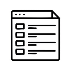 Simple line drawing of document icon with lists and checkboxes &ndash; stock vector icon in line style