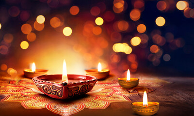 Happy Diwali background flatly image of Diwali Diya with greeting text, 2025 Diwali banner type background
