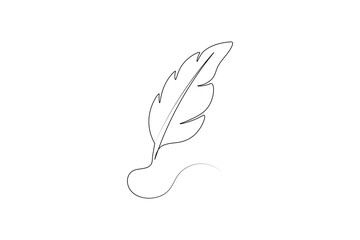 One line feather pen minimalist design illustration
