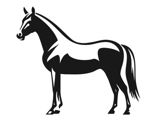 Stylized silhouette of a standing horse with defined muscular body and elegant posture