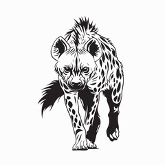 Hyena walking vector illustration showing aggressive posture ready to attack wild animal