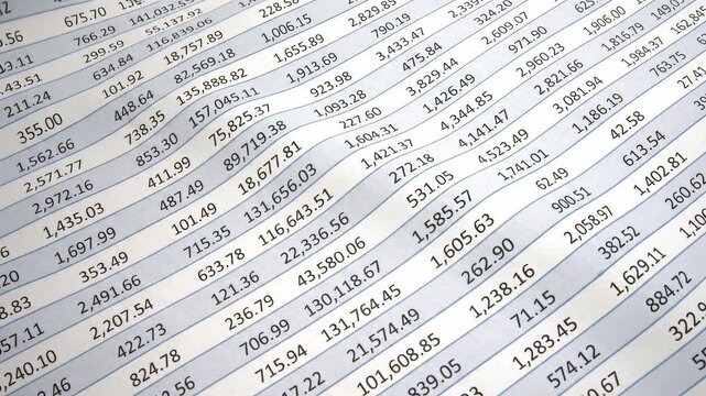 Spreadsheet waving from left to right