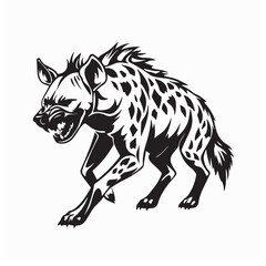 Aggressive hyena walking vector in threatening pose ready to hunt or attack
