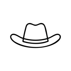 Simple outline drawing of a cowboy hat icon – stock vector icon in line style