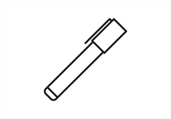 Icono negro de rotulador con tapón en fondo blanco