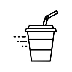 Obraz premium Minimalist line art of a fast drink cup with straw – stock vector icon in line style